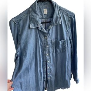 Vintage Gap Maternity chambray button down shirt sz M. Tie front VGUC